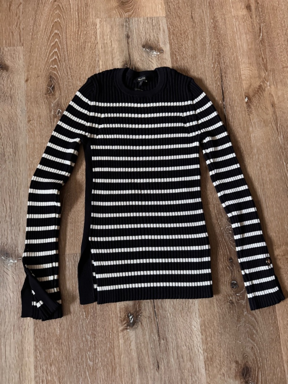 Massimo Dutti Black and White Ribbed Stripe Sweater Size S
